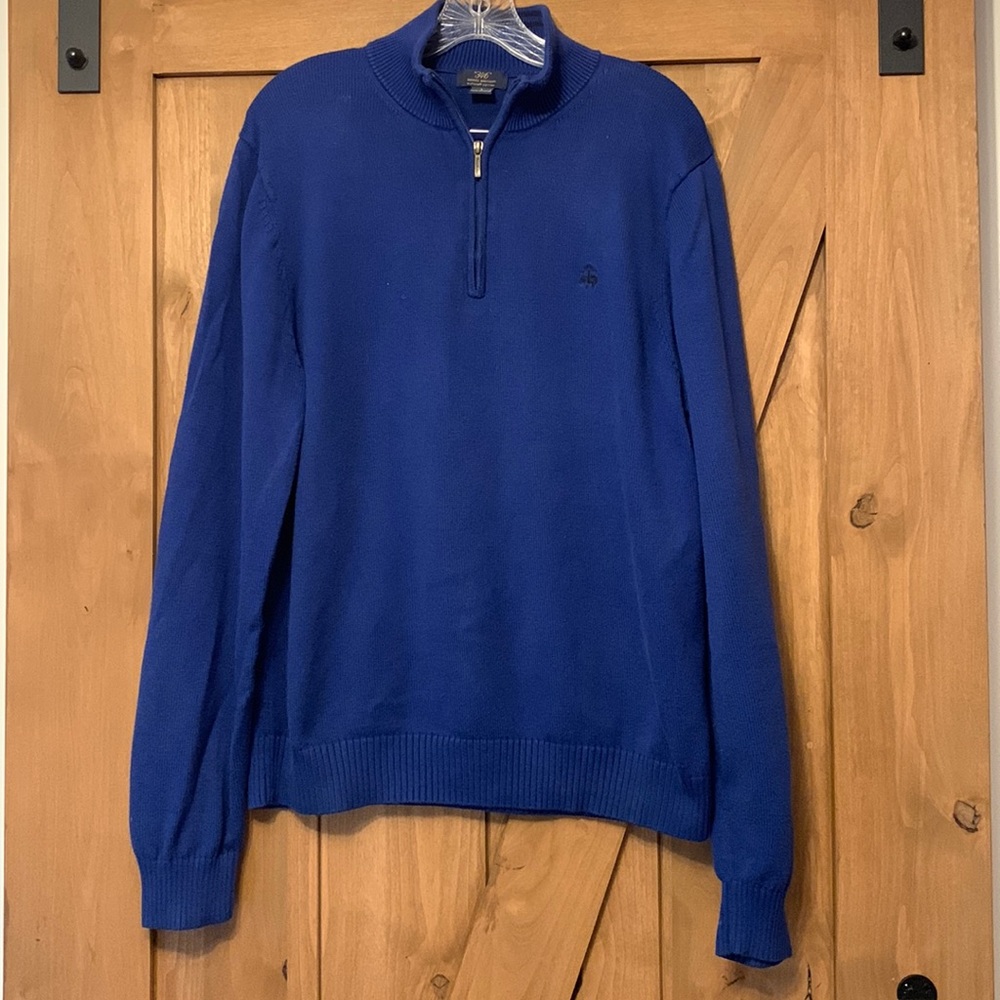 Brooks Brothers Blue Quarter Zip Sweater, Size L